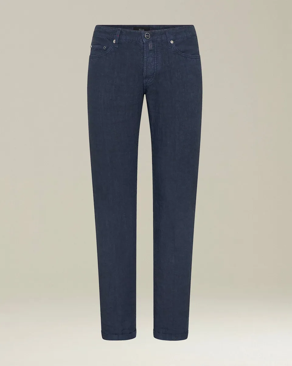 Kiton Trousers/Skirts TROUSERS LINEN Jeans Leinen air force blue