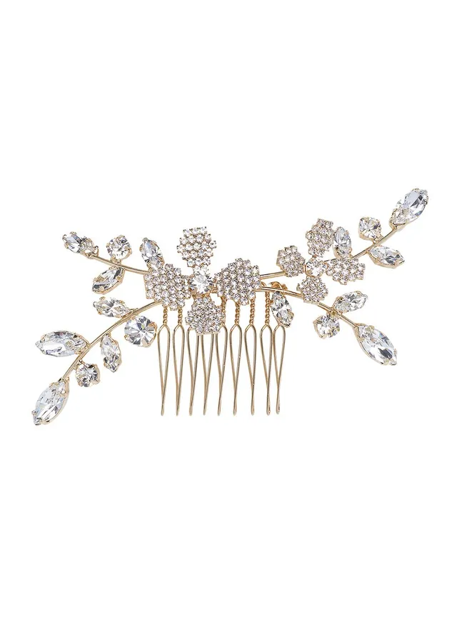 Elizabeth Bower June Crystalla Mini Braut Haarkamm Gold