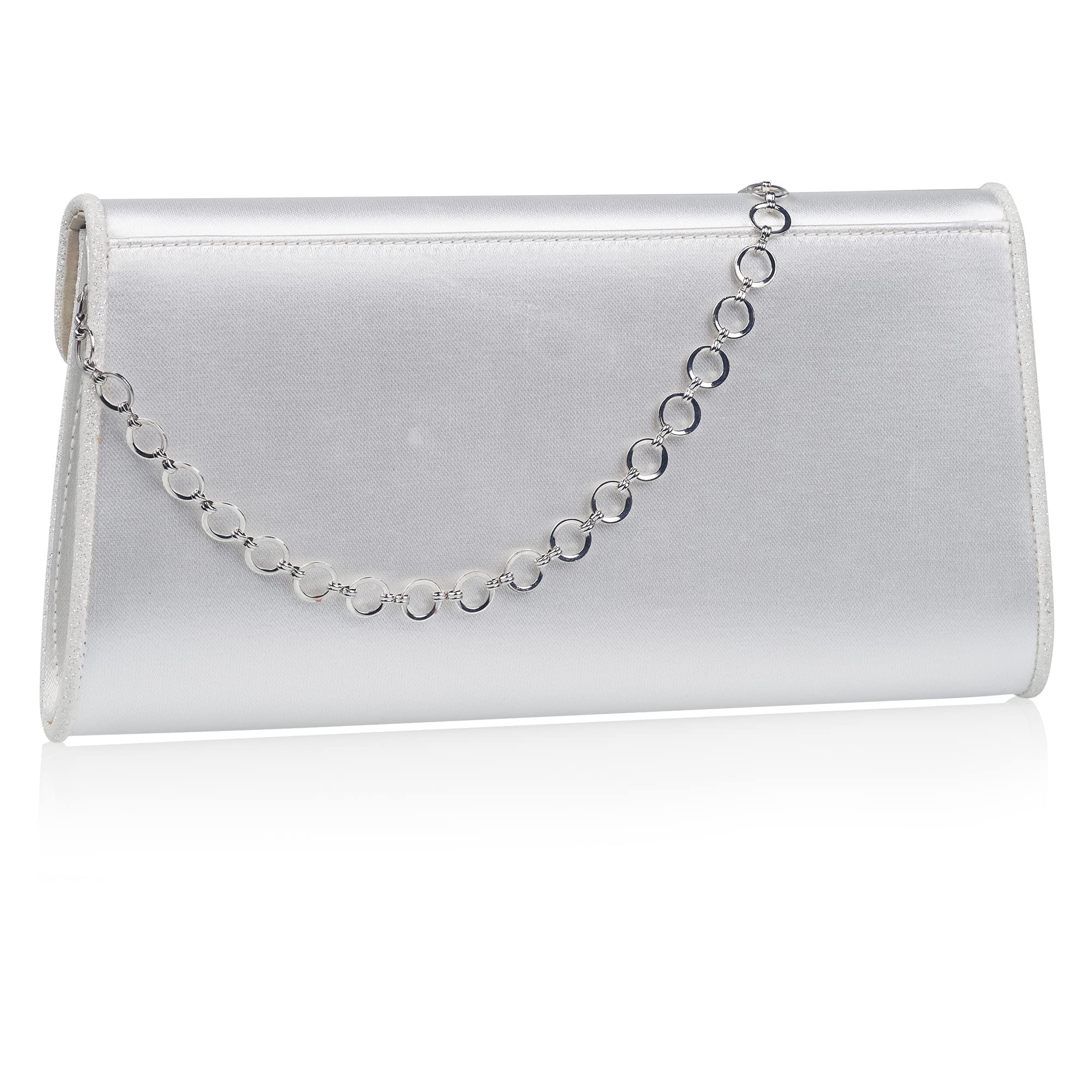 Rainbow Club Saskia Brauttasche Ivory Satin mit Silberkette