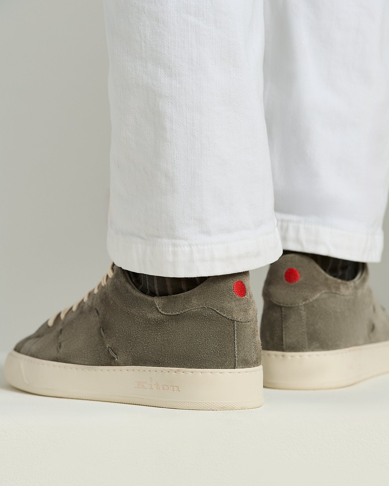 Kiton Shoes Gray Suede Sneakers Sneaker Grau Kontrastnaht