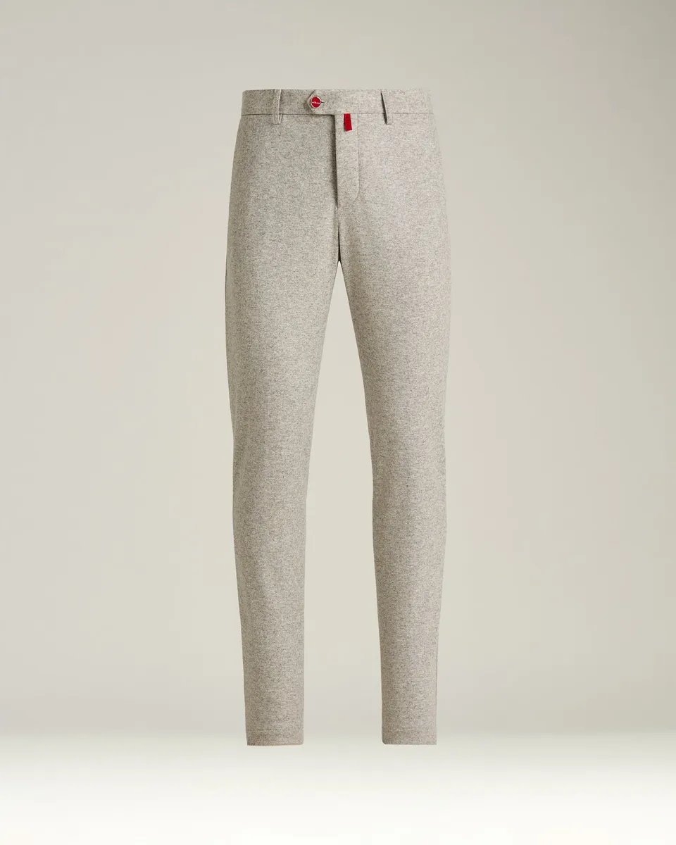 Kiton Virgin Wool Cashmere Hose grau melange Wolle Kaschmir