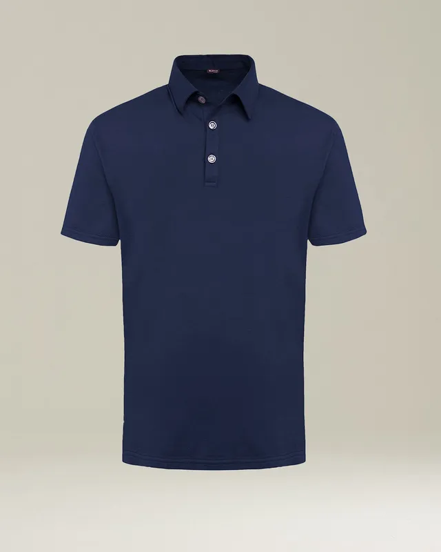 Kiton Knitwear Jersey Poloshirt Cotton Polo navy Kurzarm