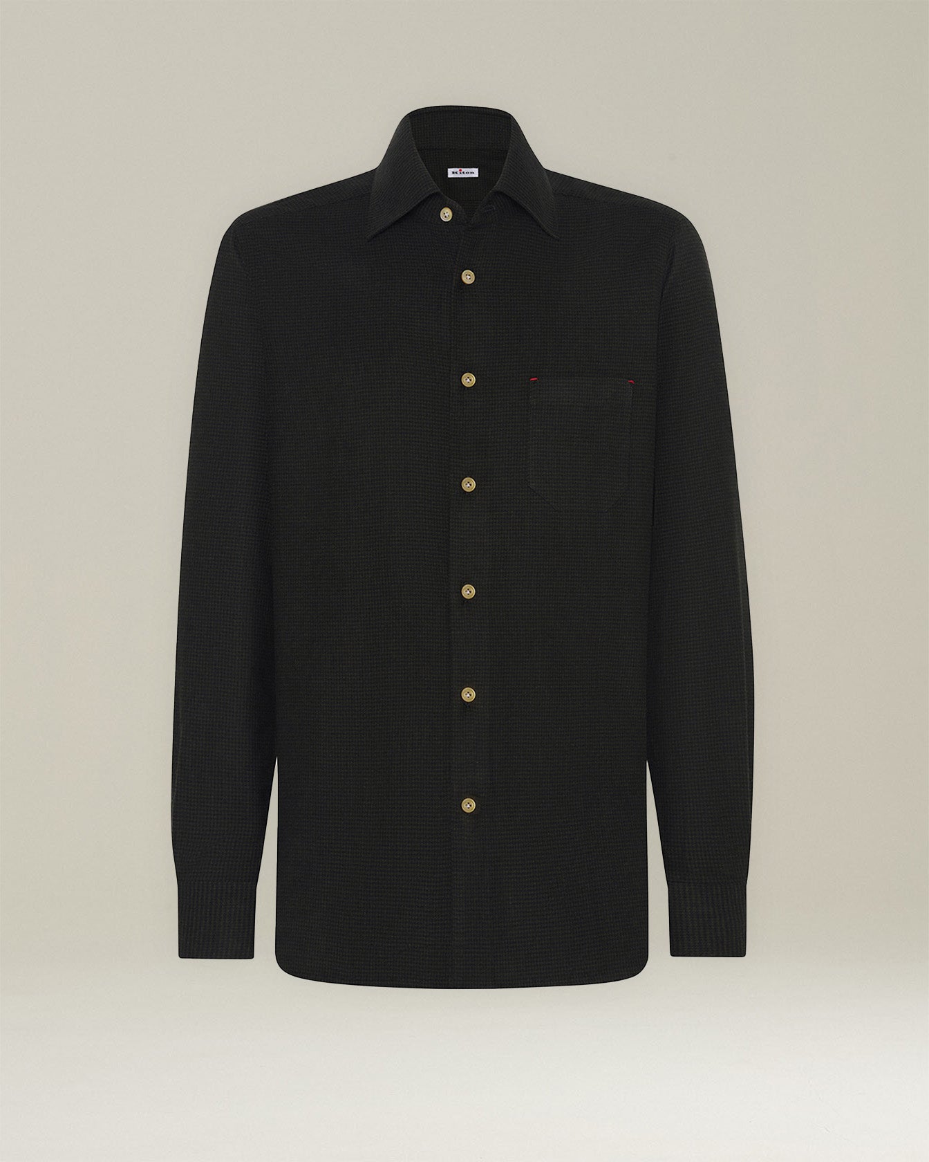 Kiton Nerano Houndstooth Flanellhemd Baumwolle Herren