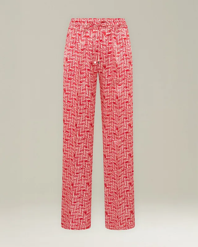 Kiton Hose Scarlet Stairs Seide Weit Hoher Bund