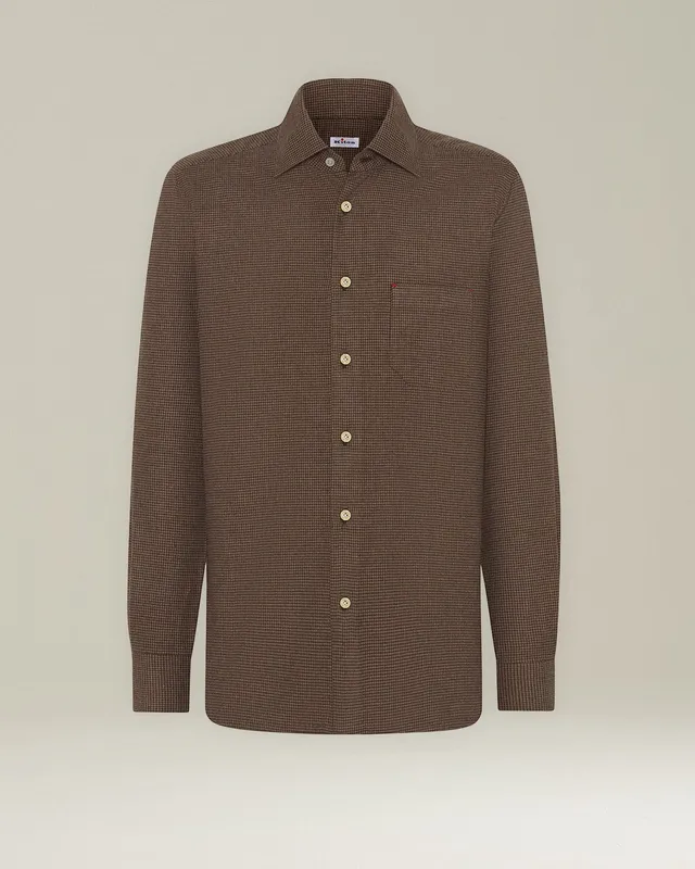 Kiton Nerano Flanellhemd Pepita Größe 40