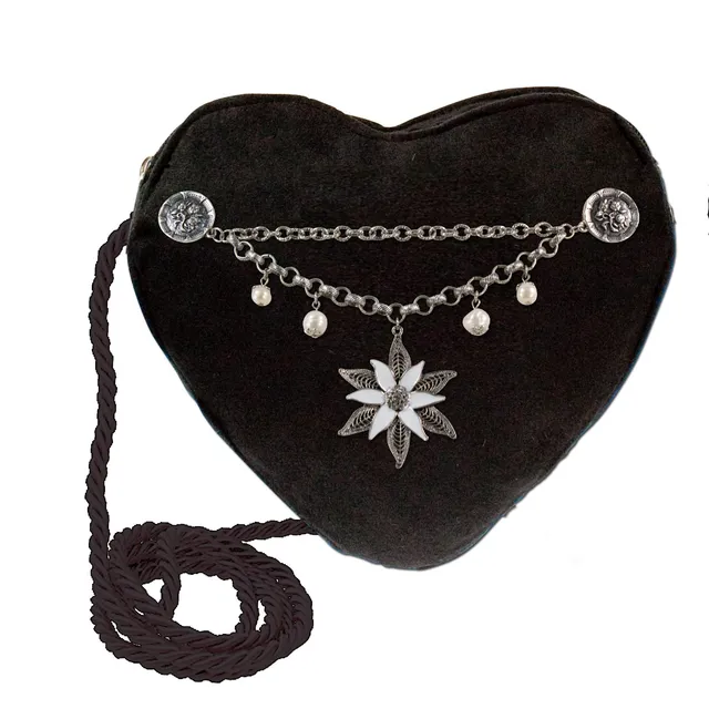 Alpenflüstern DAHEIM Herztasche DTA028 Dirndltasche Schwarz