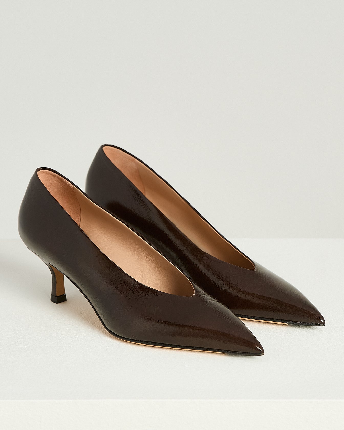Kiton Pumps Kalbsleder Dunkelbraun Spitze Mittelabsatz