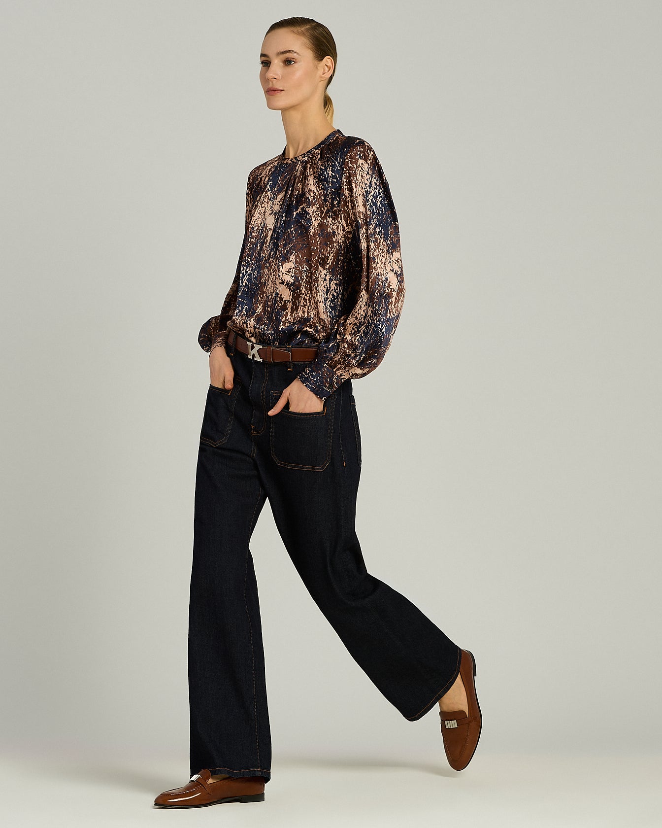 Kiton Artistic Print Blouse Seidenbluse bunt reine Seide