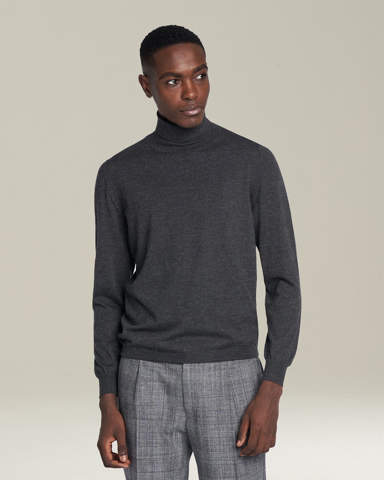Kiton Knitwear Jersey High Neck Cashmere Pullover Dunkelgrau