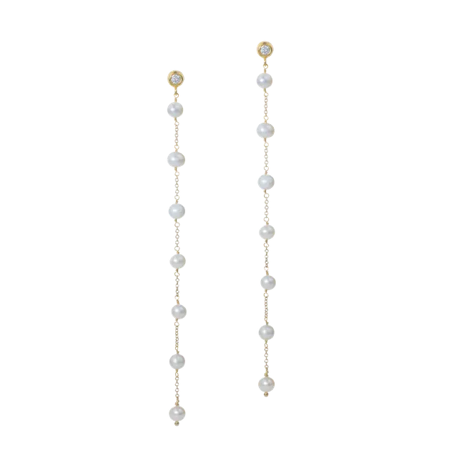 Juvelan Samantha Perlen Ohrringe Silber lang 12cm