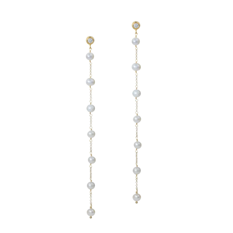 Juvelan Samantha Perlen Ohrringe Silber lang 12cm