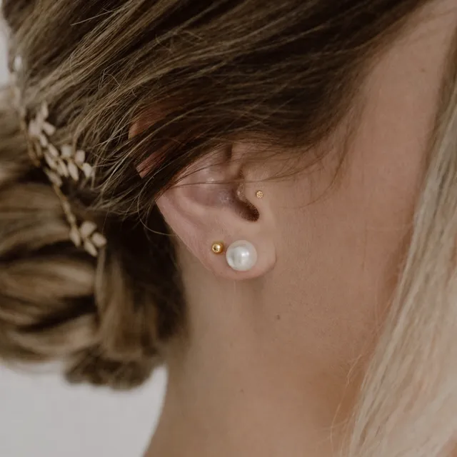 Perlenbräute Perla 8mm Ohrstecker Gold schlichte Perle