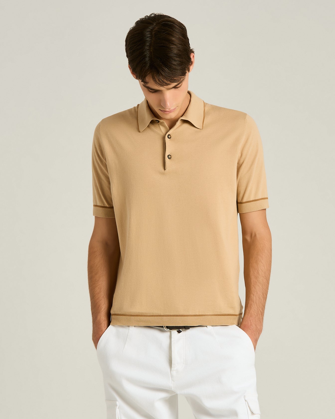 Kiton Polo Baumwolle Kurzarm Rope Brick Größe L