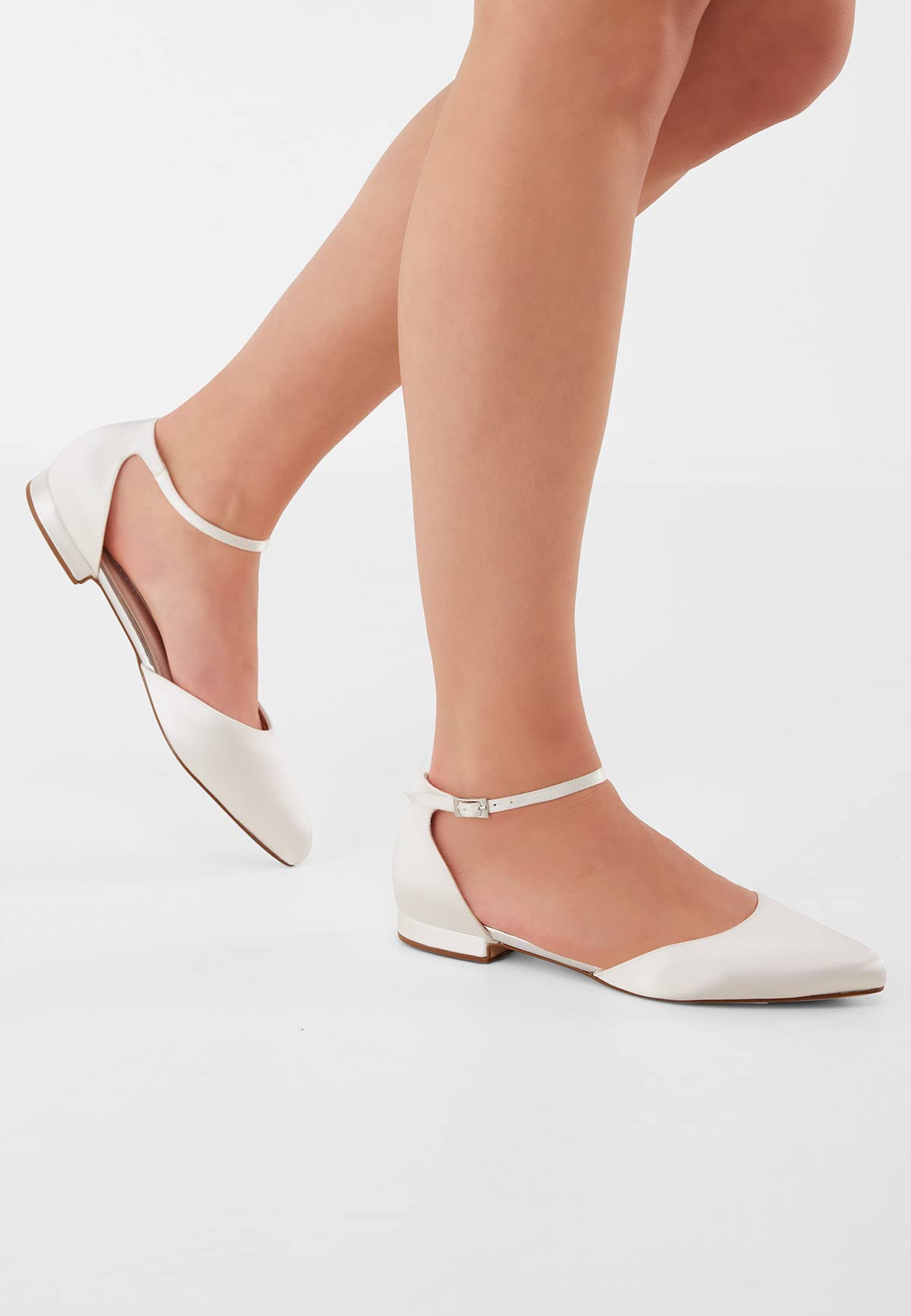 Rainbow Club Khloe Ivory Satin Brautschuhe flach Gr. 41