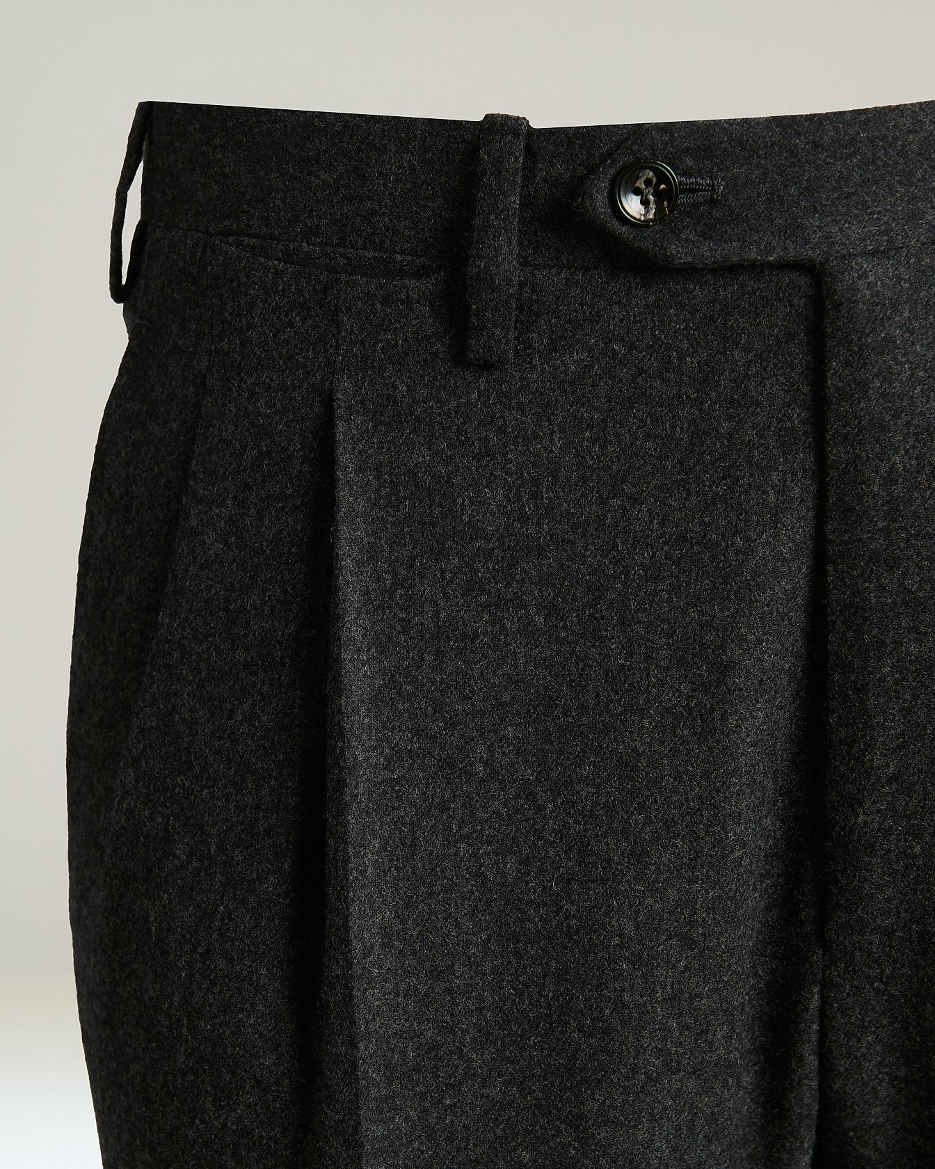 Kiton Bundfalten Hose Dunkelgrau Wolle Anzughose