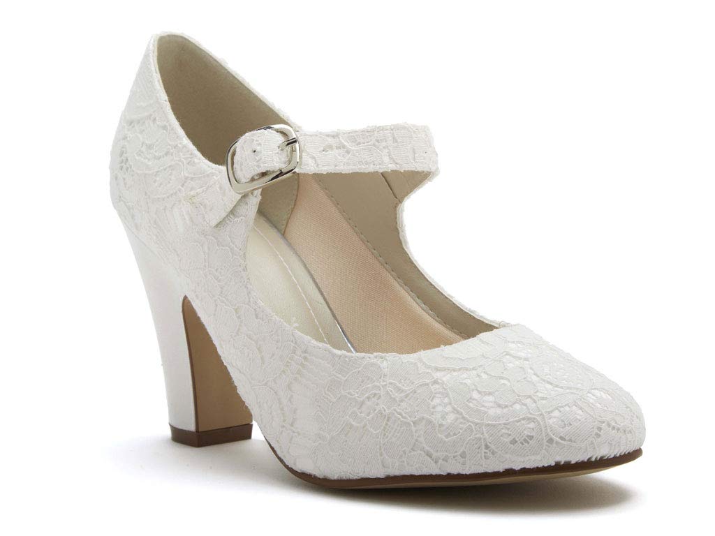 Rainbow Club Madeline Pumps Brautschuhe Elfenbein Satin Spitze