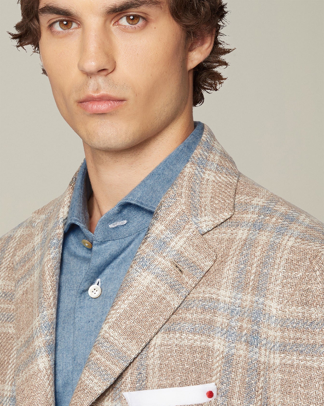 Kiton Jackets Sakko kariert Wolle Seide Baumwolle
