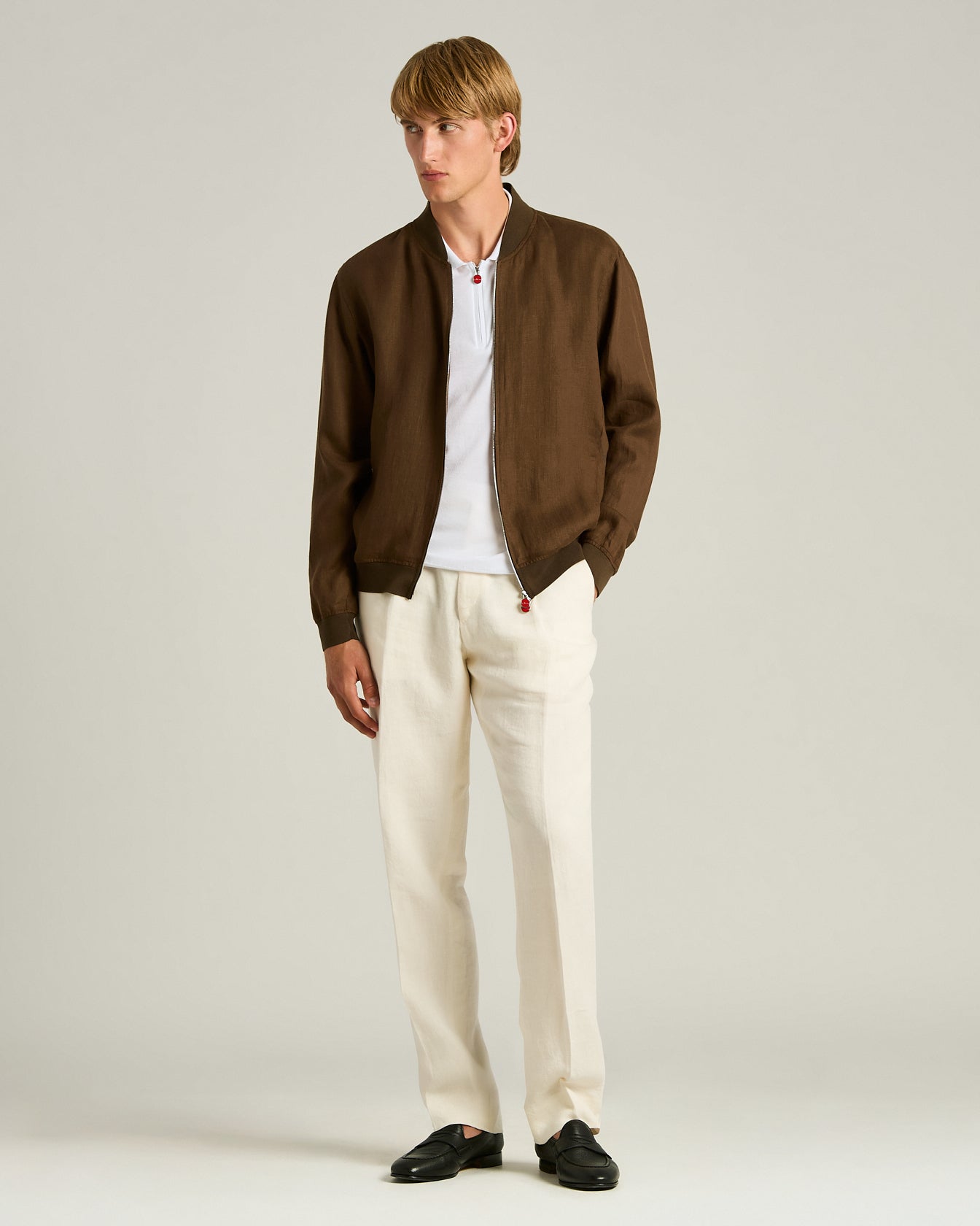 Kiton Jackets Pure Linen Jacke Braun Reiverschluss Gr.52