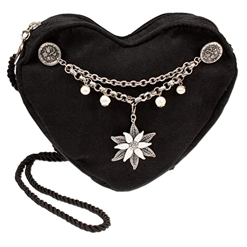 Alpenflüstern DAHEIM Herztasche DTA028 Dirndltasche Schwarz