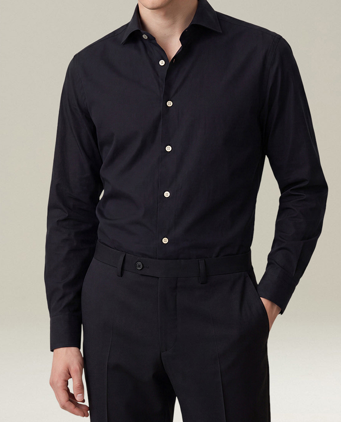 Kiton Shirts Black Cotton Shirt Hemd schwarz Baumwolle