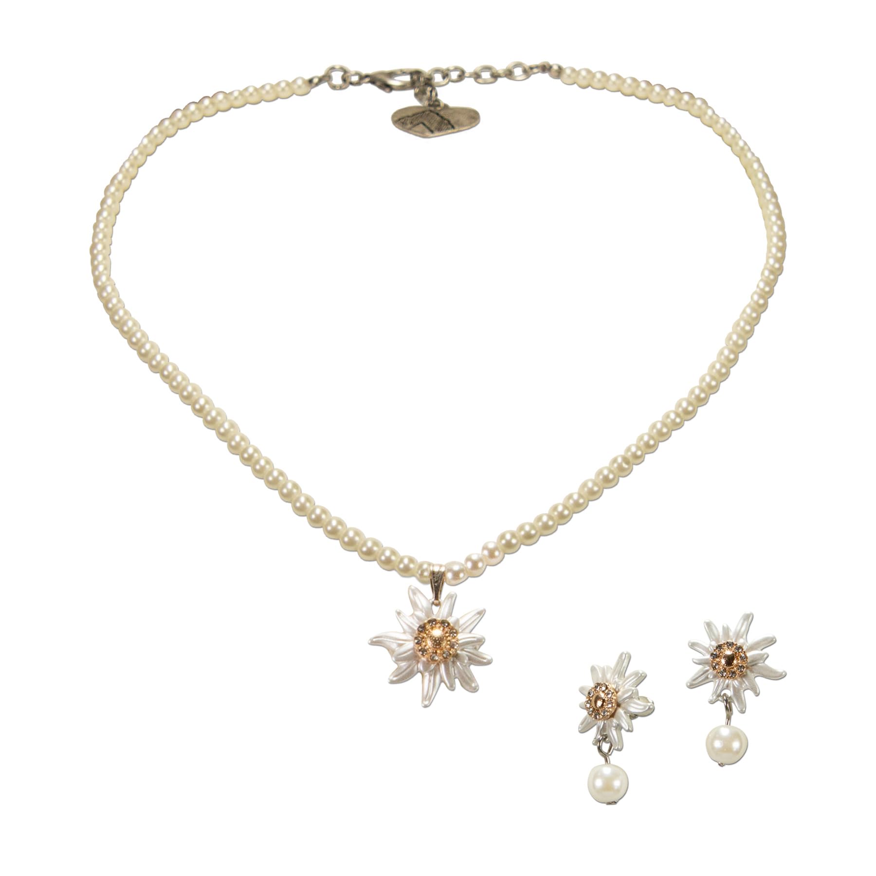 Alpenflüstern DAHEIM Greta SET051 Schmuckset creme-weiß Perlen