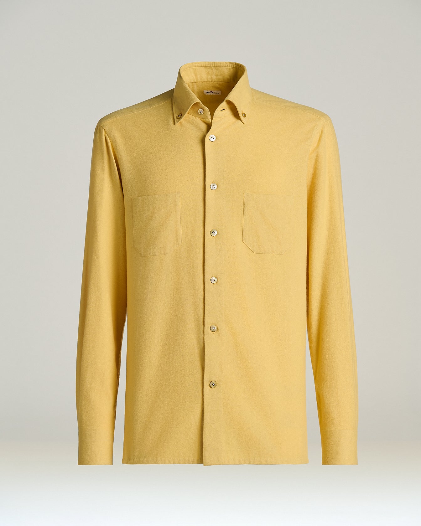 Kiton Shirts Ciro Hemd Gelb Baumwolle Patchtaschen