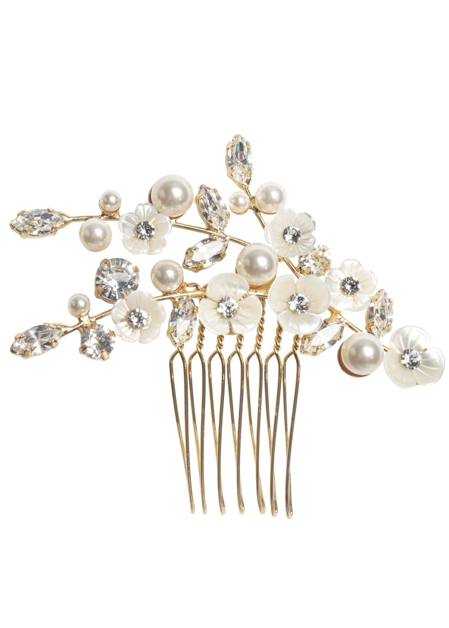 Elizabeth Bower Trill Mini Haarkamm Rhodium Perlen Kristall