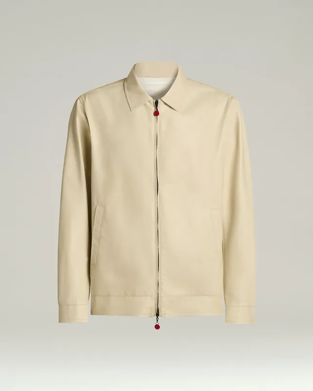 Kiton Outerwear Bomberjacke Elfenbein Lammleder Gr. 52