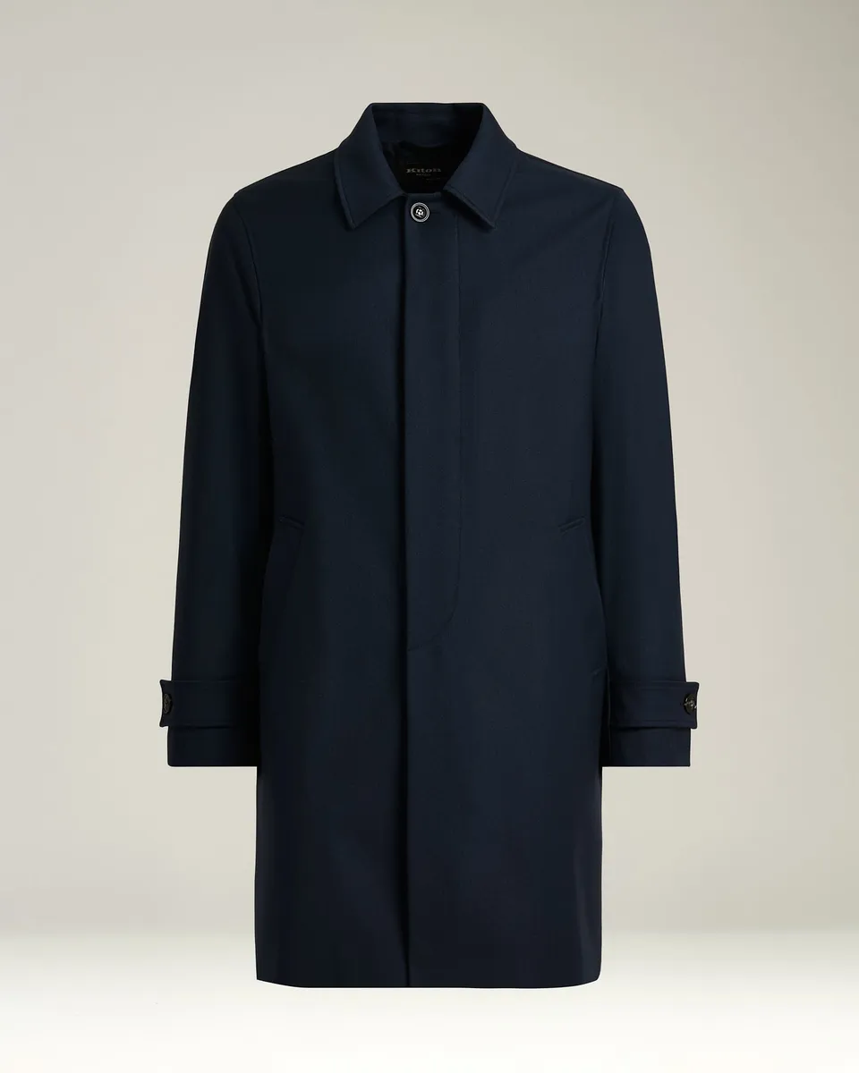 Kiton Outerwear Overcoat Mantel Navy Wolle Kaschmir