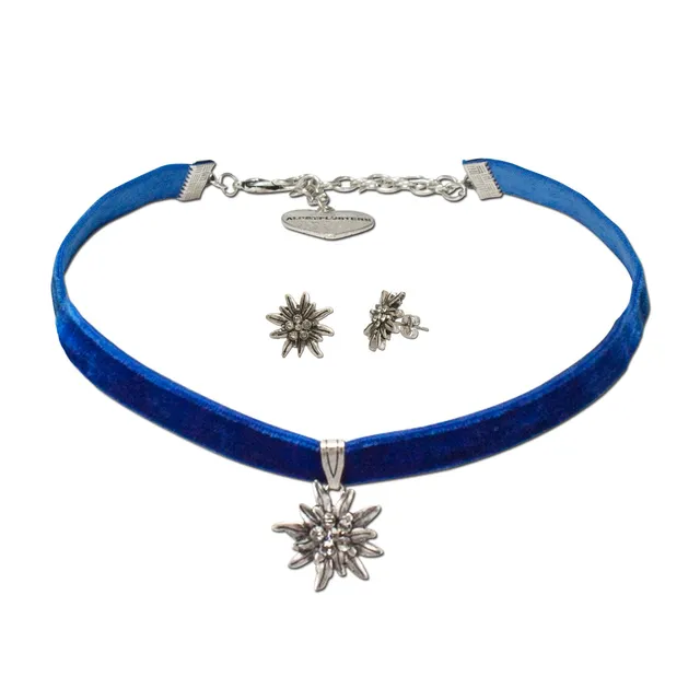 Alpenflüstern DAHEIM SET016 Kropfband-Set Blau Samt