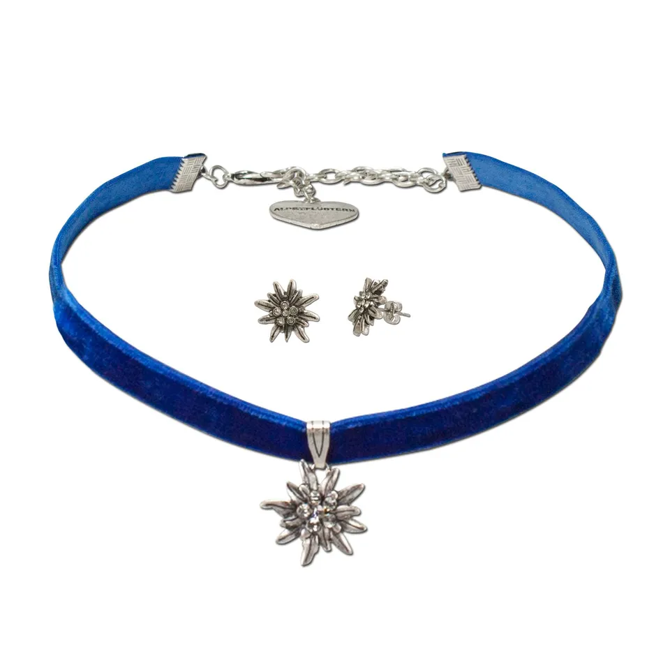 Alpenflüstern DAHEIM SET016 Kropfband-Set Blau Samt