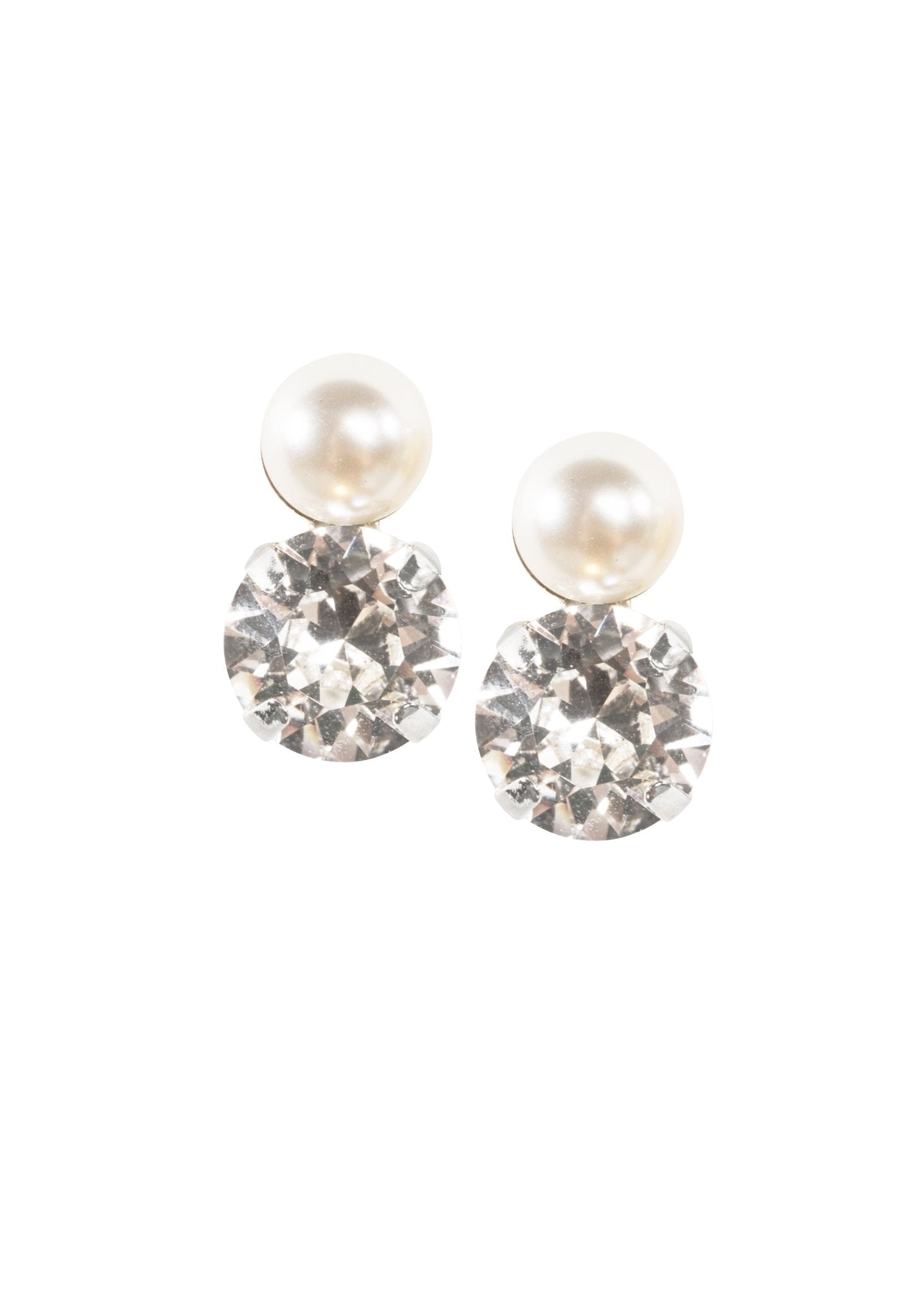 Elizabeth Bower Duet Mini Ohrstecker Rhodium Perle Kristall