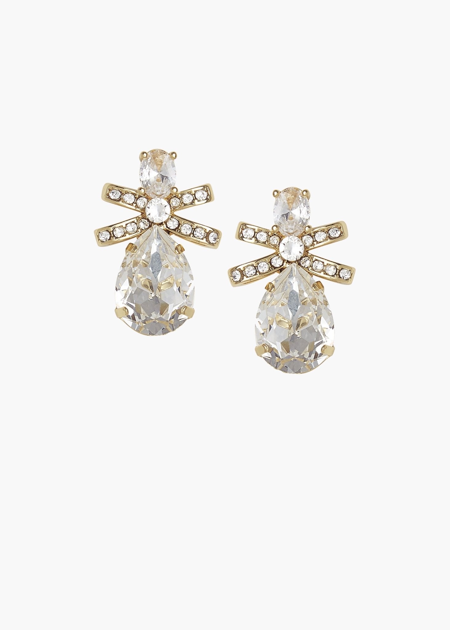 Elizabeth Bower Bow Braut Ohrstecker Kristall Gold