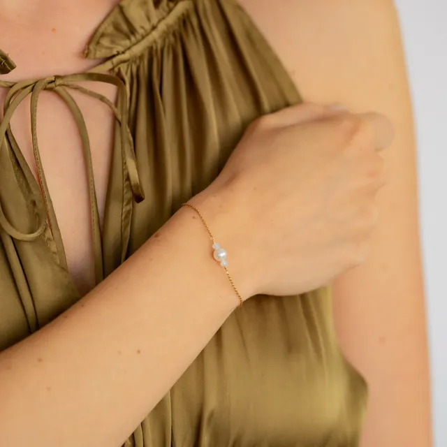 Perlenbräute Ari Armband Gold Perlen 16-19cm Trauzeugin