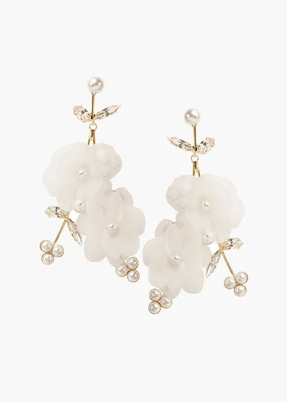 Elizabeth Bower Flutter Cascade Ohrringe Gold Ivory Seide