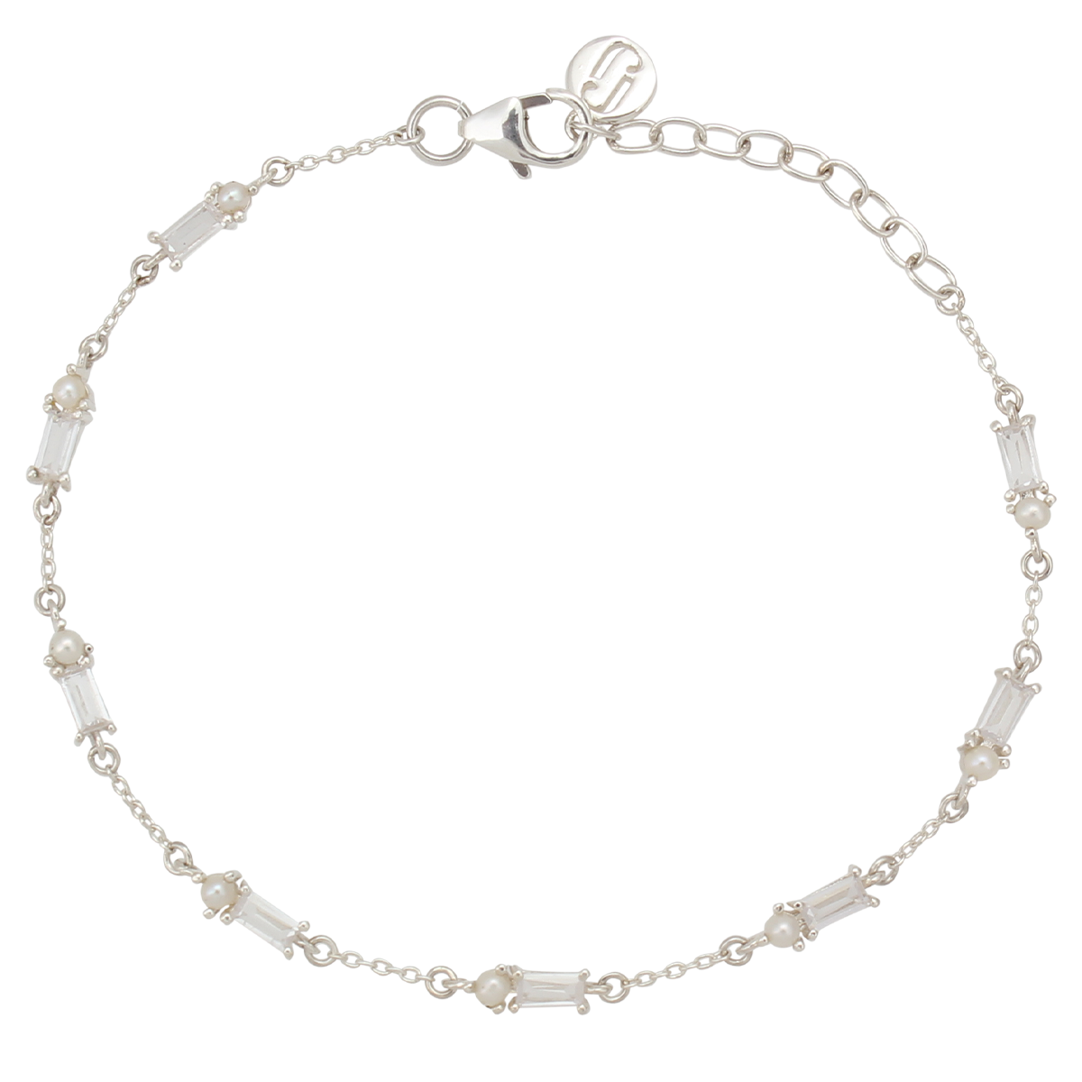 Juvelan Muse Armband Silber 15 cm Perlen Baguette