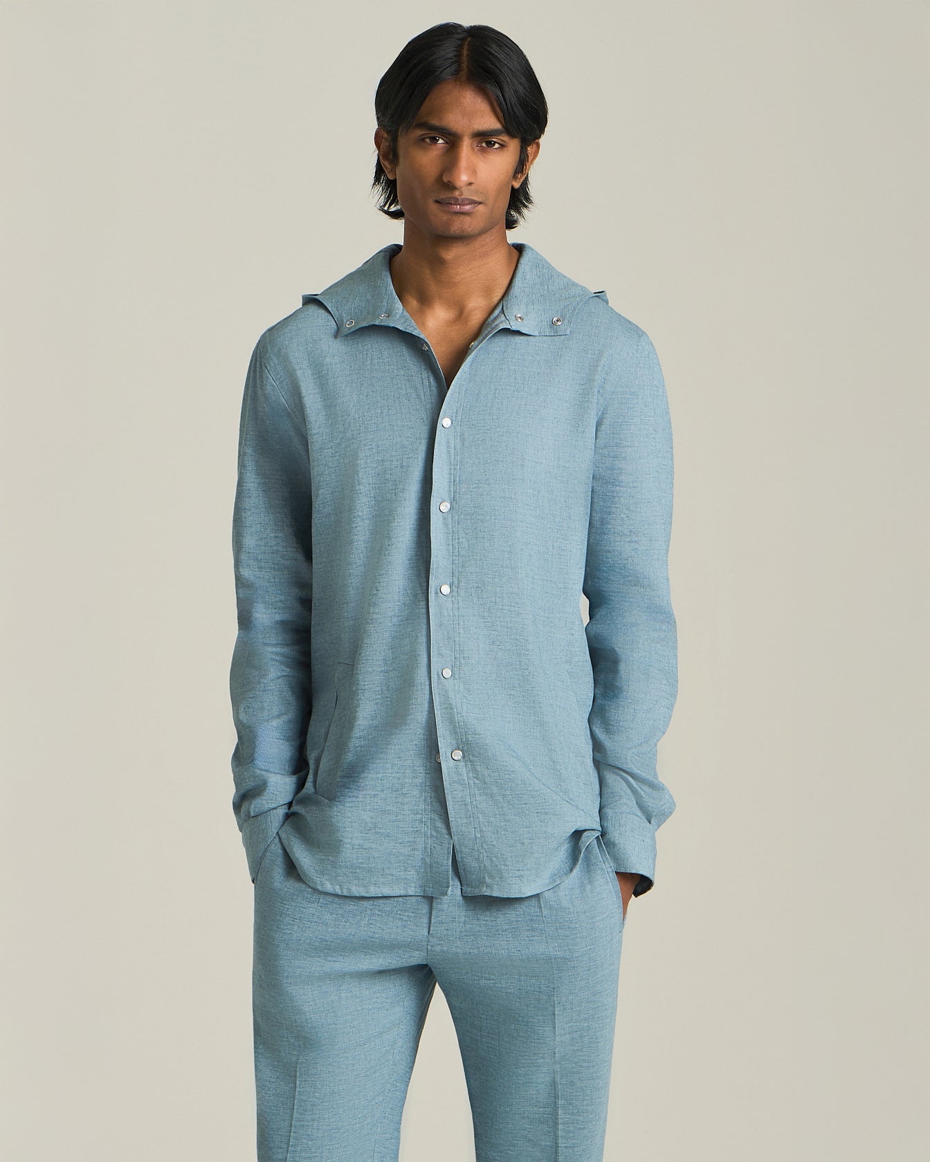 Kiton Mariano Overshirt Leinen Herren Druckknöpfe