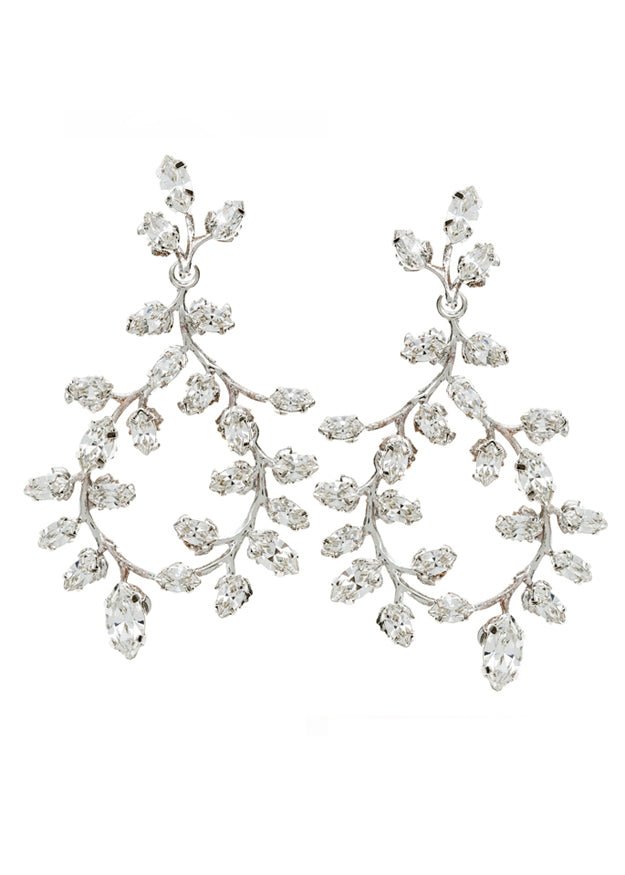 Elizabeth Bower Vine Kronleuchter-Ohrringe Rhodium Kristall