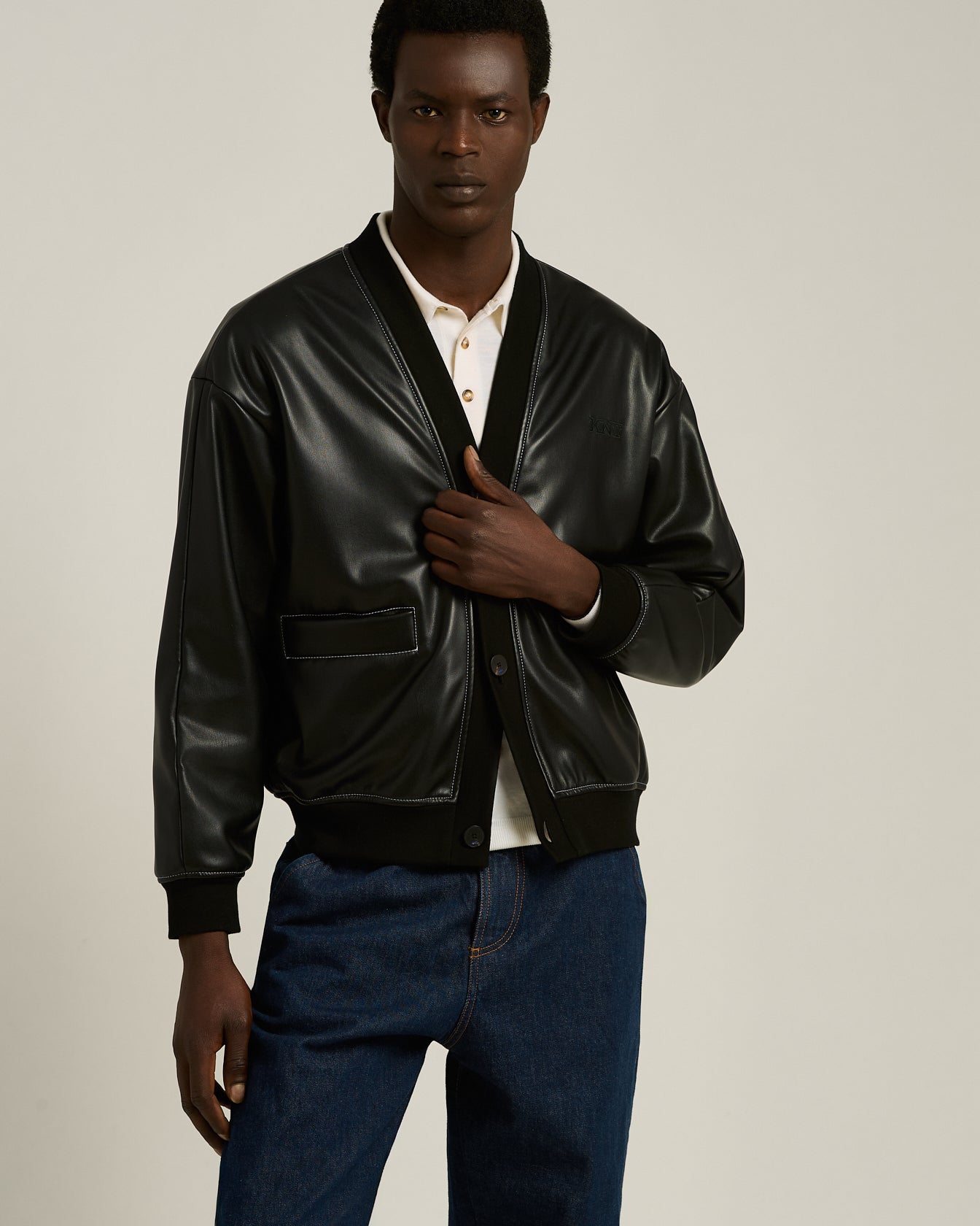 Kiton Outerwear Bomberjacke schwarz Kunstleder