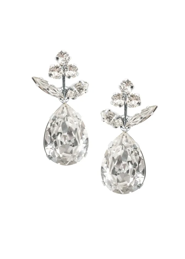 Elizabeth Bower Classic Bud Kristall Ohrringe Rhodium
