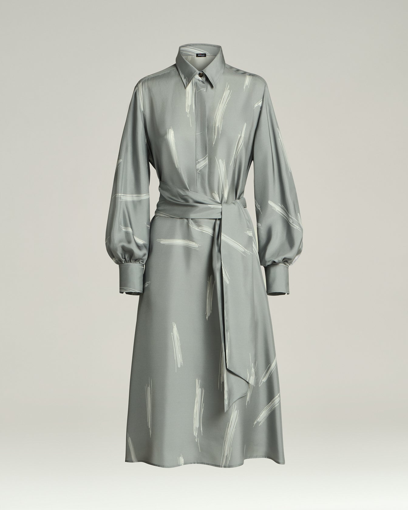 Kiton Dresses Grey Silk Satin Kleid Seide Grau