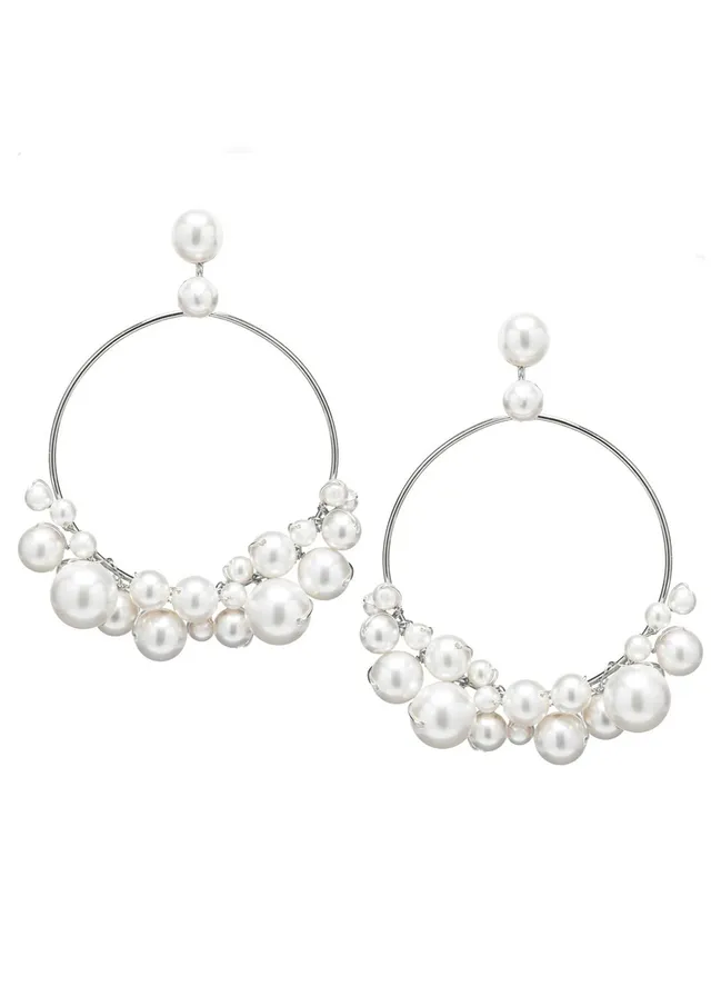 Elizabeth Bower Bubble Hoop Creolen Rhodium Perle