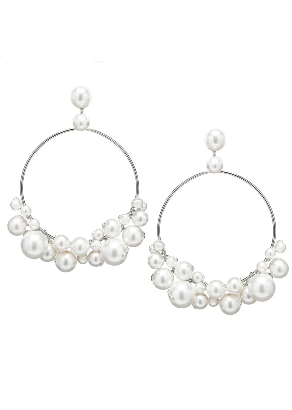 Elizabeth Bower Bubble Hoop Creolen Rhodium Perle