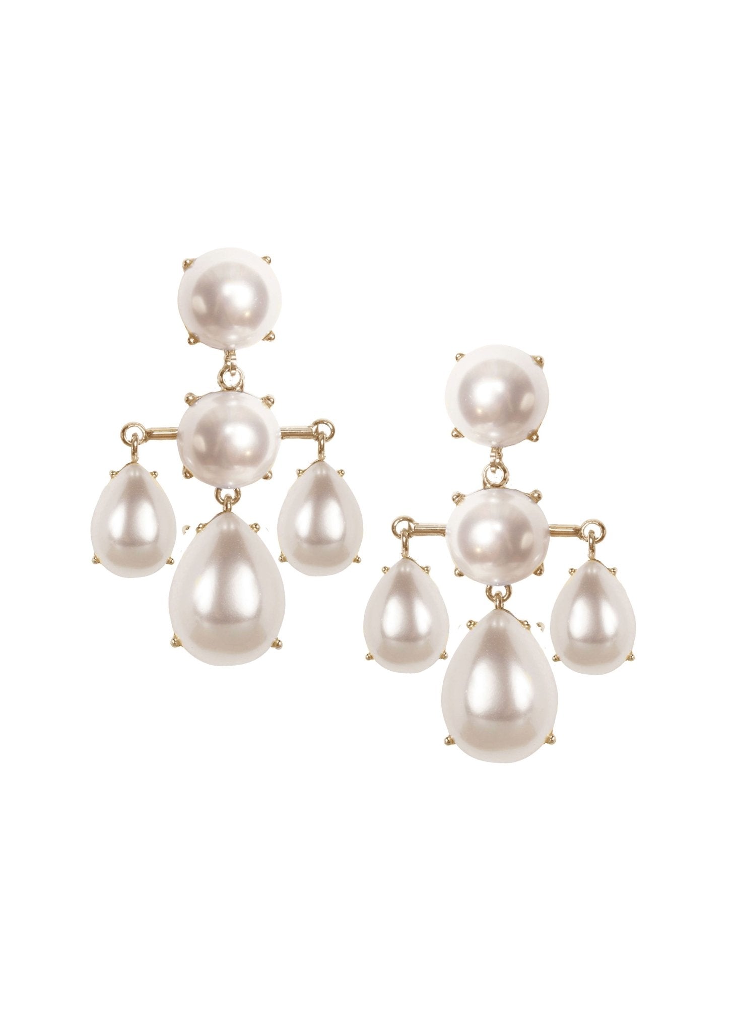 Elizabeth Bower Audrey Pearl Chandelier Ohrringe Rhodium