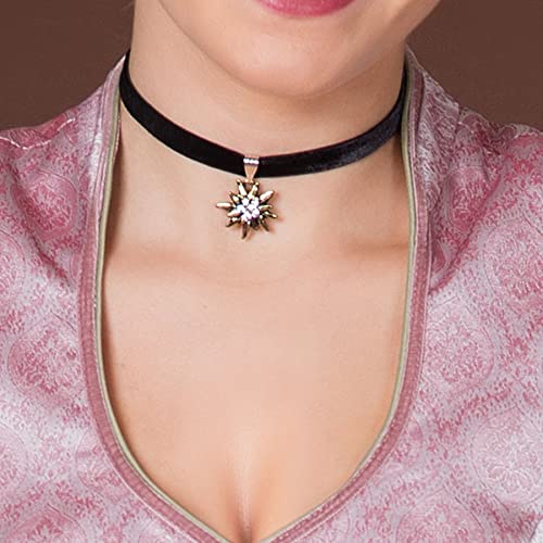 Alpenflüstern DAHEIM Samt-Kropfband Edelweiß Choker Schwarz