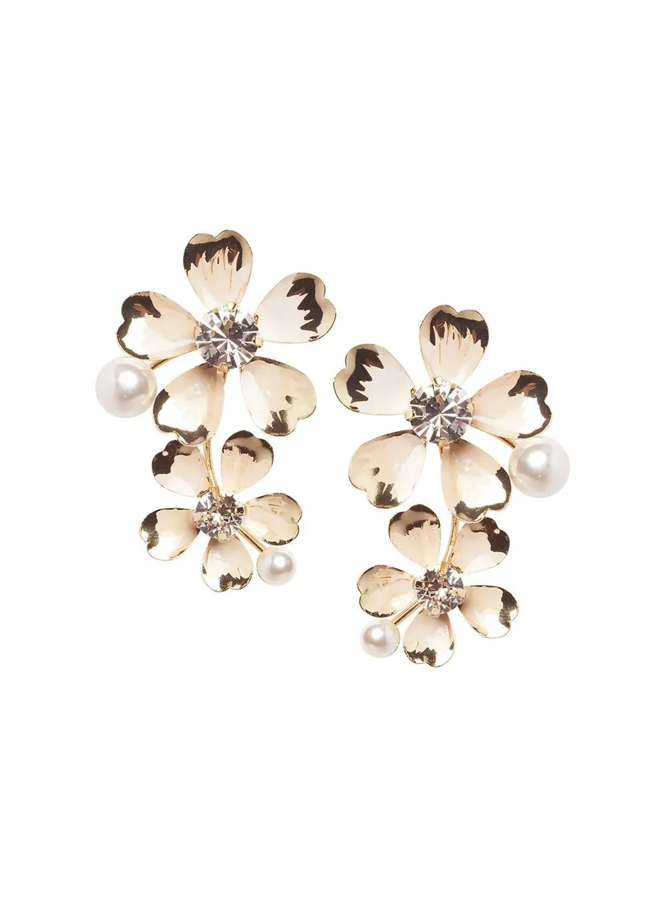 Elizabeth Bower Daisy Double Ohrhänger Gold Perle 80mm