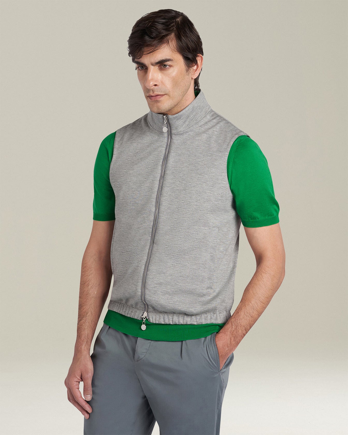 Kiton Outerwear Sleeveless Blouson Polyester Weste grau Wendbar
