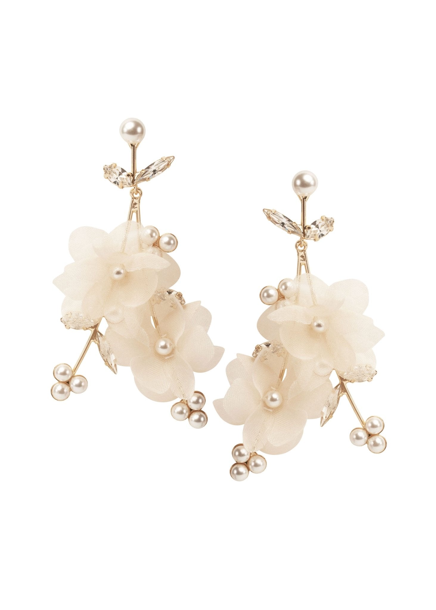 Elizabeth Bower Flutter Cascade Ohrringe Gold Ivory Seide