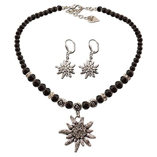 Alpenflüstern DAHEIM Perlen-Set SET011 Kette Ohrringe schwarz