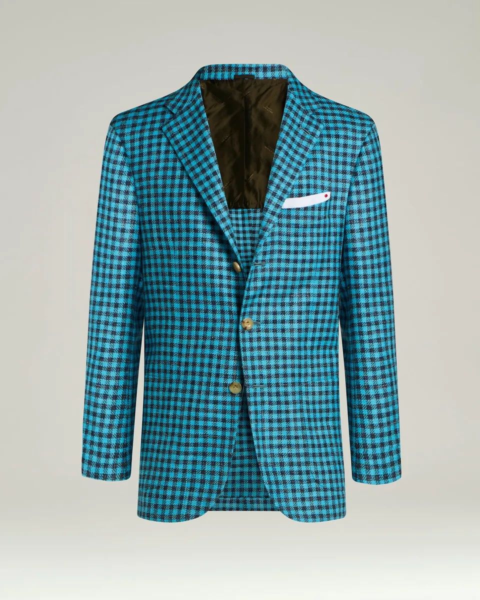 Kiton Sakko Karo Wolle Cashmere Seide einreihig Gr. 46-58